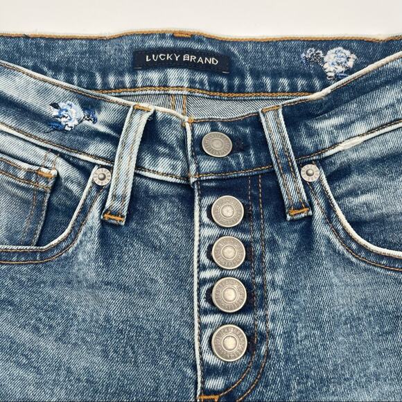 NWOT LUCKY BRAND Denim Jeans Ava Mid Rise Skinny Embroidered Flowers Size 25 - Picture 5 of 15